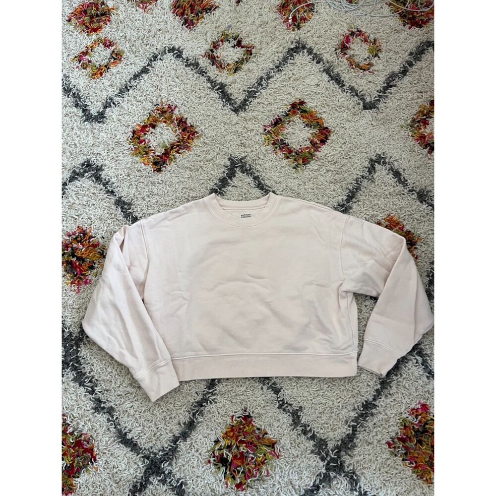 Girlfriend Collective 50/50 Cropped Sweatshirt in Offwhite- Size small